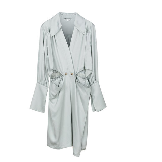 腰部镂空互搭系扣连衣裙 商品图0