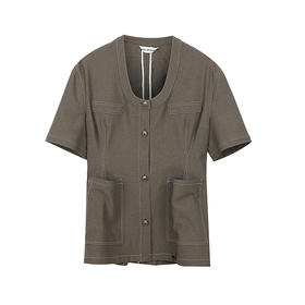 系扣圆领短袖西服