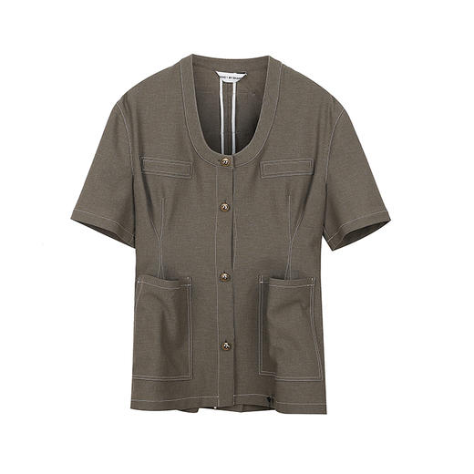 系扣圆领短袖西服 商品图0