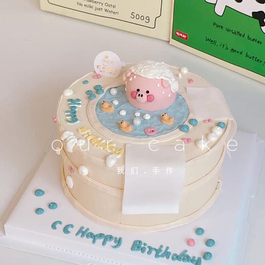 小猪泡澡立体小动物蛋糕-低糖处理无添加 商品图1