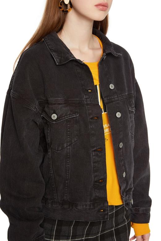 Pull&Bear 简约黑色牛仔短外套 5346 商品图2