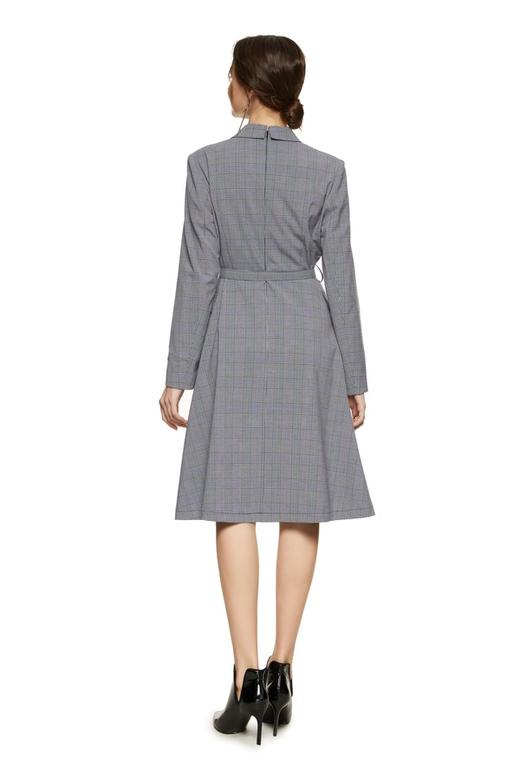 SIA SAYLOR 灰色格纹束腰连衣裙 8788 商品图2