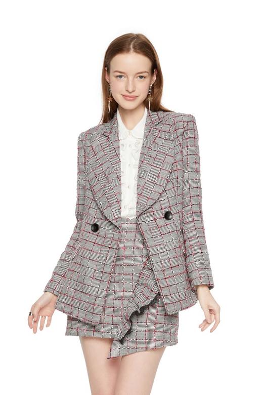 DOTACOKO 流苏饰格纹西装外套 5883 商品图0