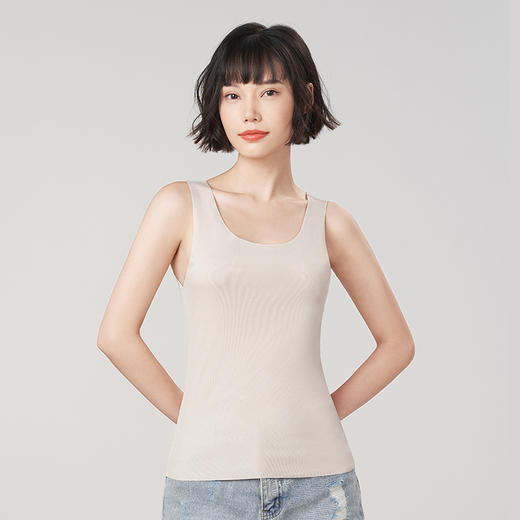 都市丽人细罗纹宽肩背心背心无胸垫LV3AA3 商品图0