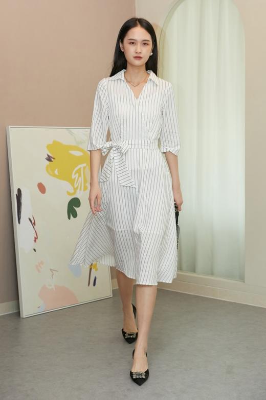 OCTAVIA 条纹V领束腰衬衫裙 5604 商品图0