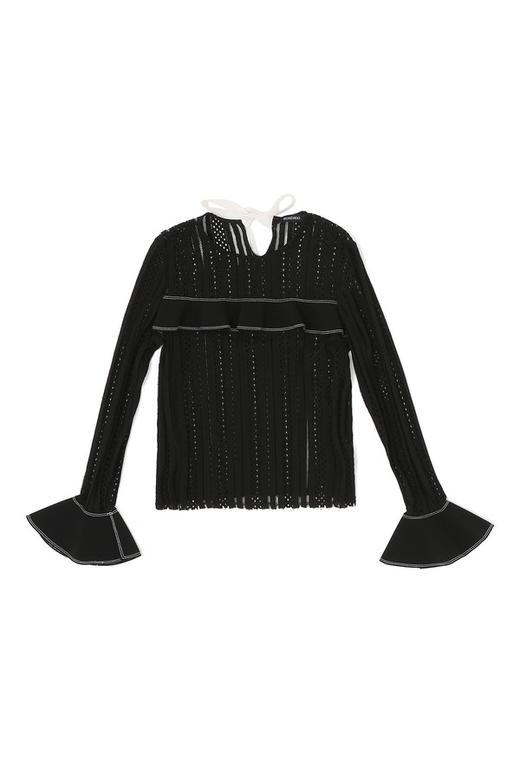 ROSEHOO 黑色荷叶边镂空上衣 1148 商品图3