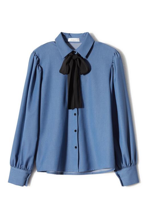 L.Fleuri 蝴蝶结系带蓝色衬衣 8754 商品图4