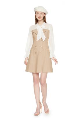 HAYES 拼接系带双排扣连衣裙 5960