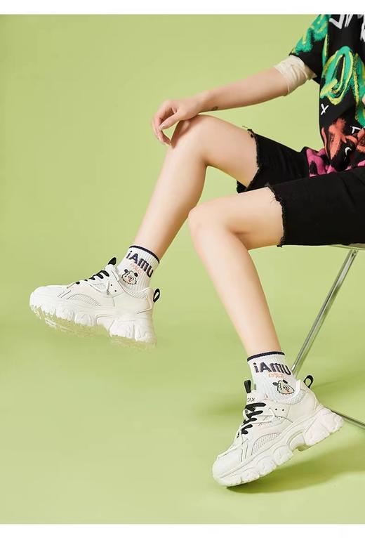 卡迪娜23年春季新款交叉绑带运动休闲鞋平跟深口老爹鞋KC231903 商品图1