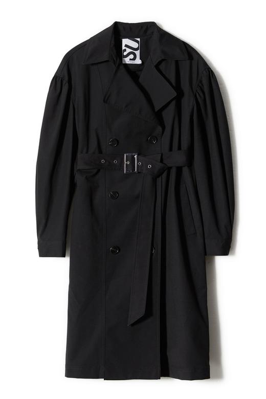 玛丝菲尔·素 黑色束腰双排扣风衣 8853 商品图4