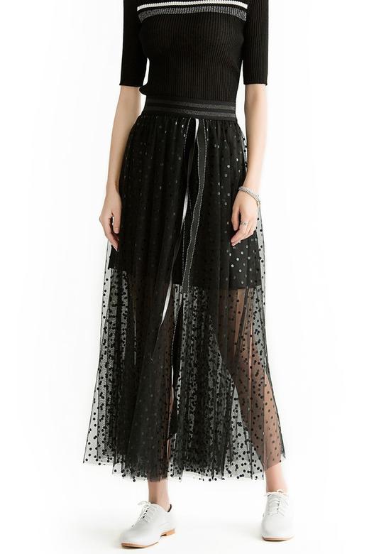 ROSEHOO 波点网纱透视长裙 1151 商品图0