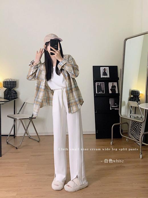 超软“云朵拖地裤” 新款韩版云朵拖地裤 气质通勤 宽松显瘦 休闲开叉长裤高腰显瘦抽绳阔腿裤 商品图4