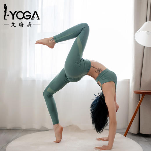IYOGA瑜伽服专业时尚性感美背吊带高端速干健身跑步网红运动服套装女夏BRA017+K9-015 商品图1