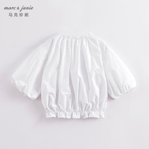 马克珍妮春夏新款 女童北欧风花苞袖一字领纯棉衬衫230315 商品图3