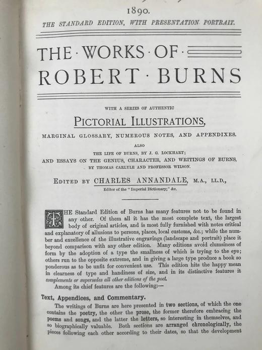 1890年 罗伯特·彭斯作品集（全5卷） 约50幅版画插图 漆布精装大32开 商品图2