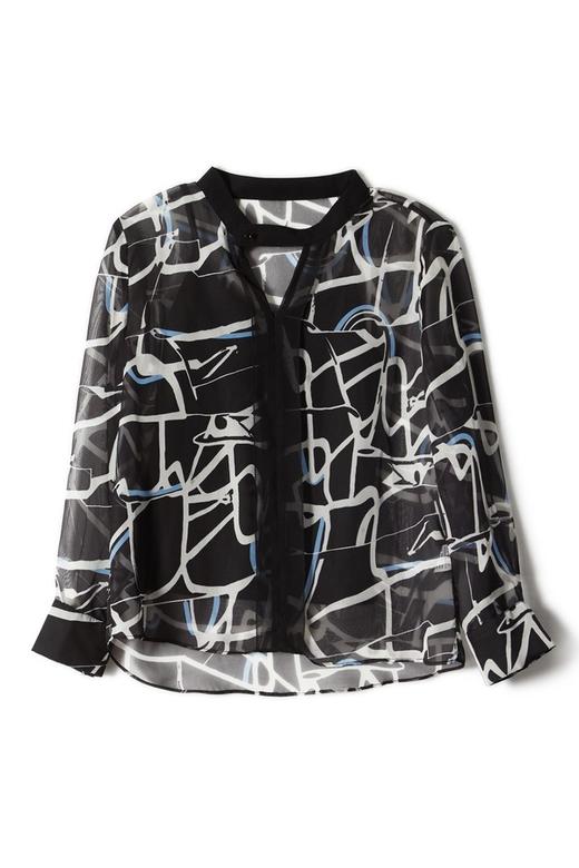 SINGLY 抽象印花透视雪纺衫 1172 商品图3