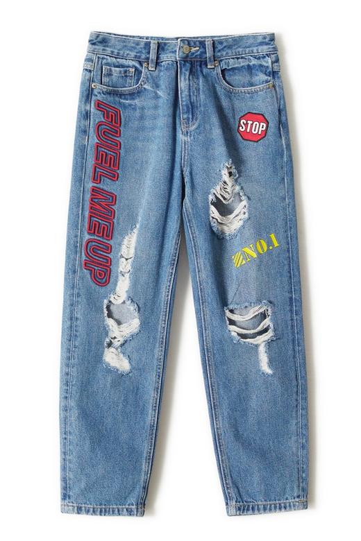 Mo&Co.摩安珂 字母饰破洞牛仔裤 5510 商品图4