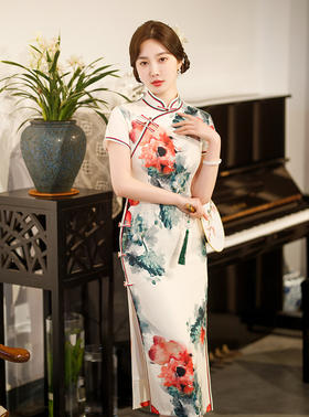 改良日常气质宴会，礼服短袖立领旗袍ZA-5155
