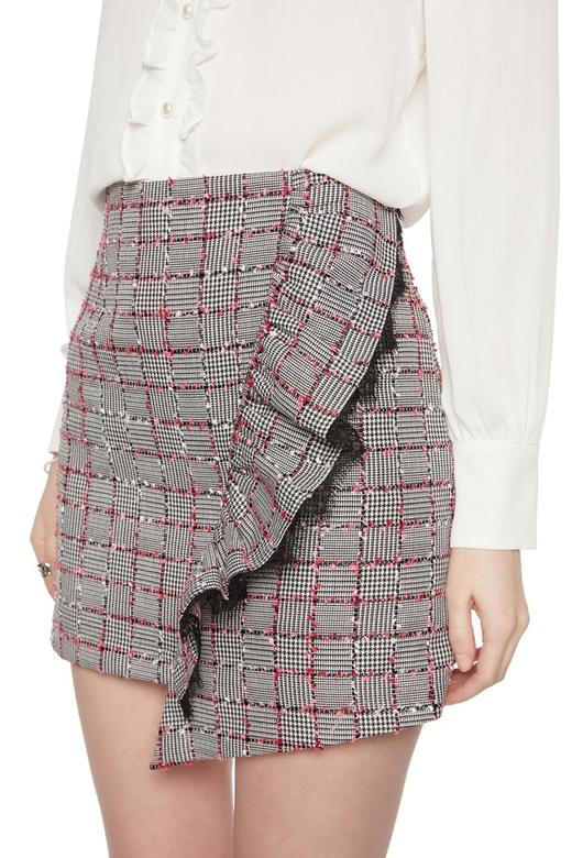 DOTACOKO 荷叶边流苏饰格纹半裙 5879 商品图2