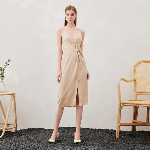 EITIE爱特爱夏季新款时尚舒适性感印花吊带开叉连衣裙女裙7007705 商品图1