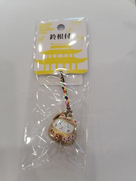 鈴根付 和风福猫笑脸水音鈴挂件 亮光金色 商品图0