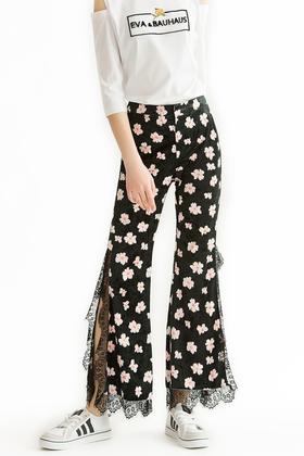EVA OUXIU伊华欧秀 印花开衩喇叭裤 1525