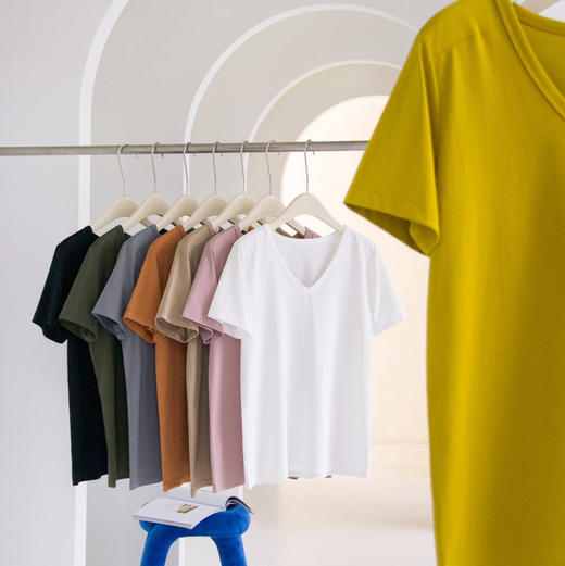 女士V领索罗纳凉感科技面料短袖 商品图10