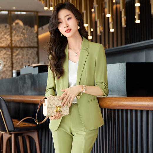 XZ-LY8524春装新款职业装女装套装修身小西装女式中袖西服外套工作服 商品图3
