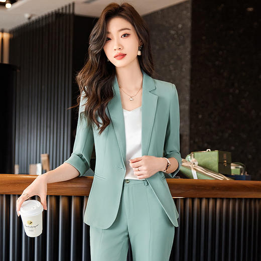 XZ-LY8524春装新款职业装女装套装修身小西装女式中袖西服外套工作服 商品图0