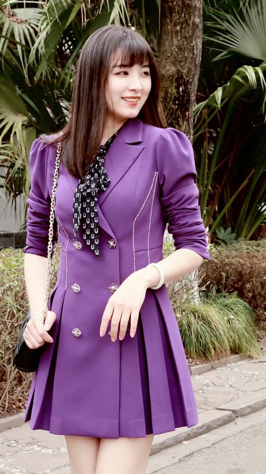 订珠链装饰泡泡袖连衣裙 商品图0