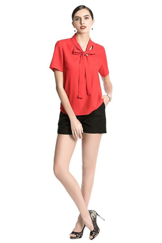 EMC亿美丞 红色系带雪纺上衣 1682 商品图1