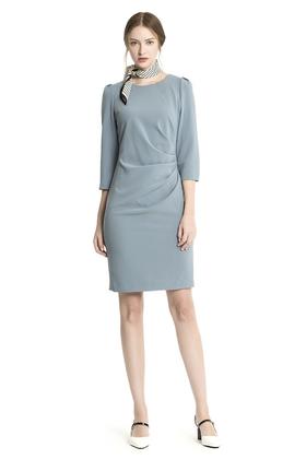 OCTAVIA 灰蓝色褶皱连衣裙 1607