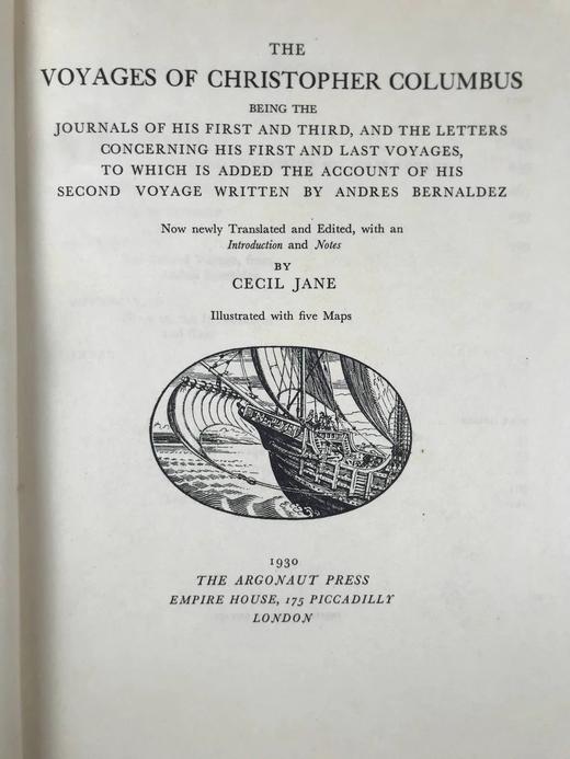 限量版毛边本！1930年 哥伦布航海记 5幅地图 布面精装16开 商品图2