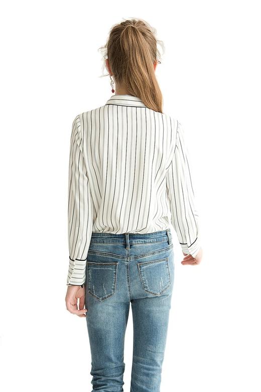 LILY 黑灰竖条纹领结衬衫 1479 商品图3