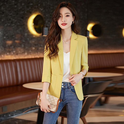 XZ-LY8531春装新款韩版职业装女装中袖小西装女士修身西服外套工作服 商品图1
