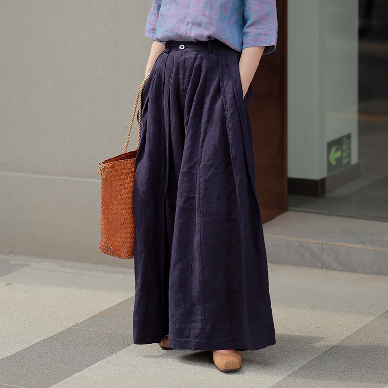 绽放502朵/武士裤宽松亚麻阔腿休闲裤