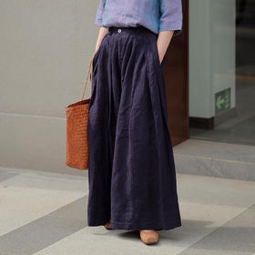 绽放502朵/武士裤宽松亚麻阔腿休闲裤