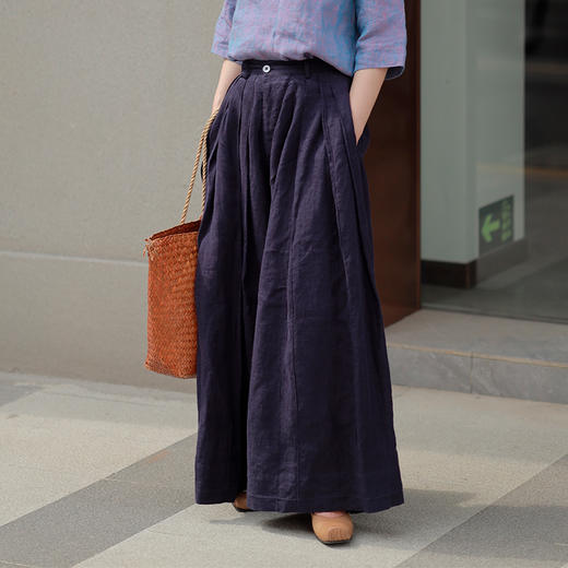 绽放502朵/武士裤宽松亚麻阔腿休闲裤 商品图0