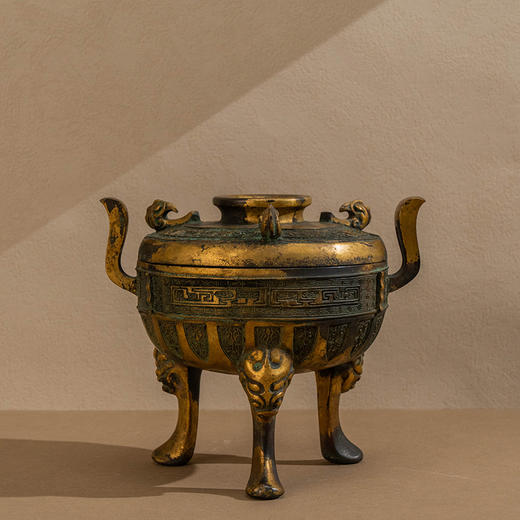 藏六款涂金三足鼎式铜香炉 商品图0