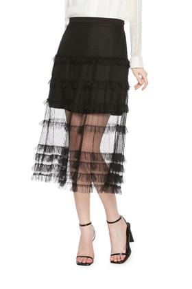 VERO MODA 双层半透明黑色半身裙 5871