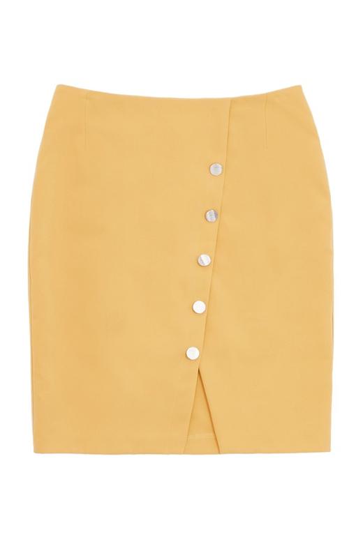 OCTAVIA 黄色钉扣开衩包臀半裙 1639 商品图4
