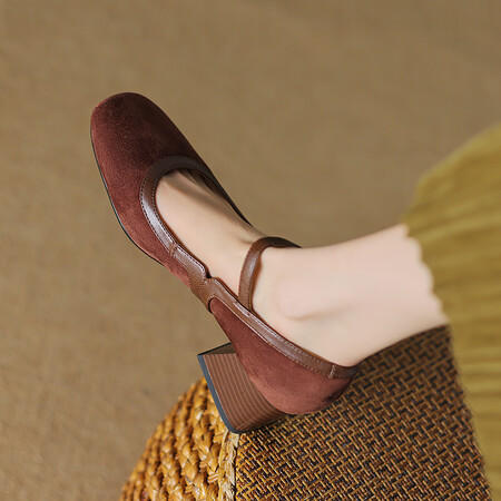 时尚气质，羊反绒粗跟高跟鞋HBP-5122 商品图0