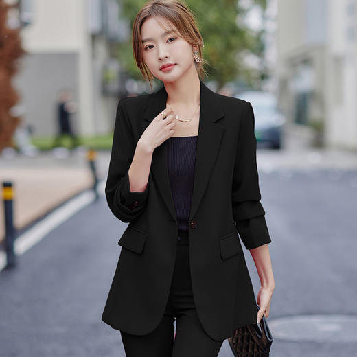 XZ-GD772-B136西装外套女春季感时尚休闲后开叉女神范通勤风套装女设计感 商品图4