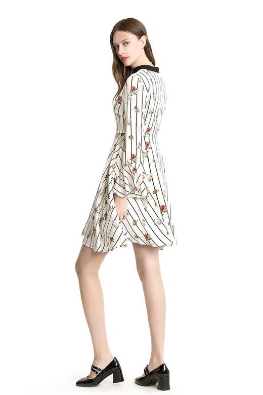 EVA OUXIU伊华欧秀 碎花条纹choker连衣裙 1521 商品图4