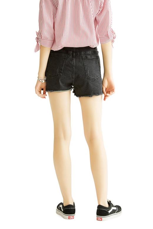 DOTACOKO 黑色钉扣开衩牛仔短裤 1537 商品图3