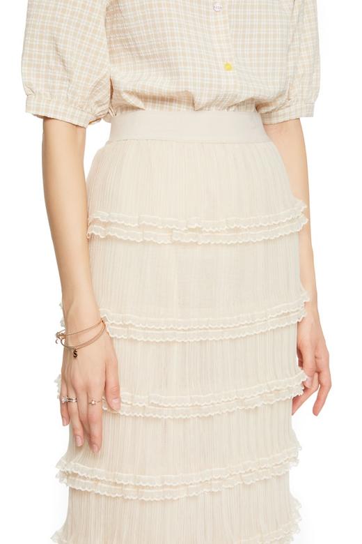 OCTAVIA 奶油色花边高腰半裙 5969 商品图2