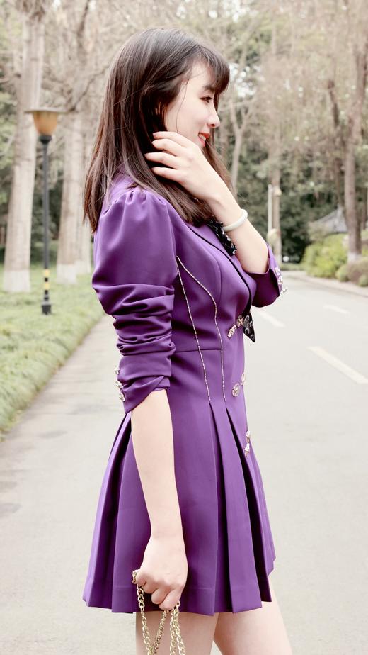 订珠链装饰泡泡袖连衣裙 商品图2