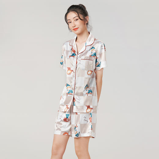 都市丽人哑光弹力色丁薄短袖家居服睡衣LH31C0 商品图1