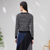EITIE爱特爱春季新款黑白撞色条纹显瘦百搭基础简约针织开衫A2301103 商品缩略图4