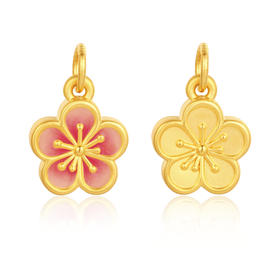 MEMORA诗普琳迷幻森林足金黄金粉桃花转运珠挂坠吊坠HP536601